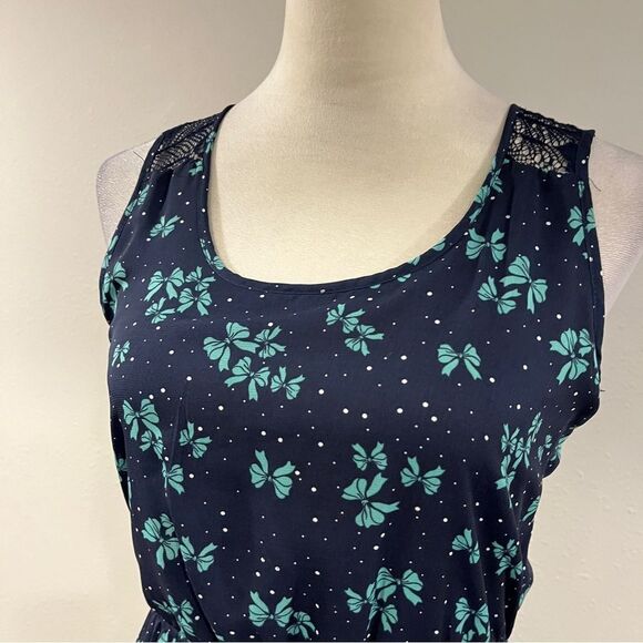 Maurice’s navy bow print Sleeveless mini Dress size small - Picture 2 of 12